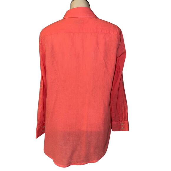 Talbots Petites Classic Cotton Button Down Shirt Blouse Roll Tab Sleeves Size Sp - Picture 2 of 7